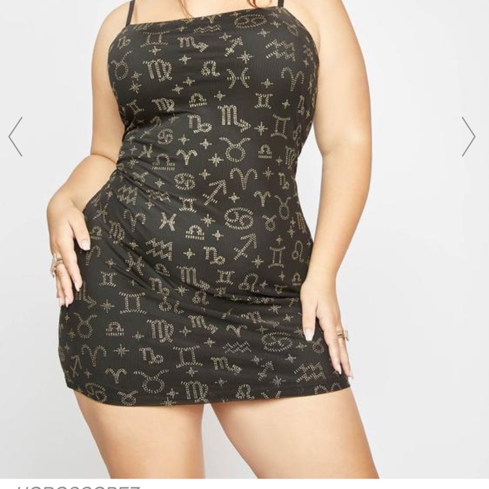 Horoscope Plus Size Dress 3x Black / Gold glitter